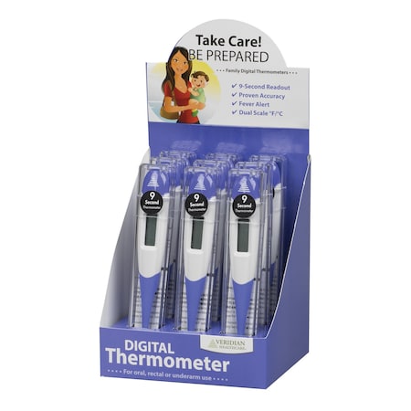 Veridian Healthcare Dual Scale 9-Second Flexible Tip Digital Thermometer 9Pc Display 08-359-9